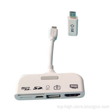 2014 Manufacturer MHL to HDMI card reader, 5-in-1 with HDMI output for mobile phone